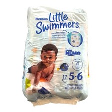 Huggies Disney Nemo Little Swimmers Baby Swim Diapers 32 Lbs Sz 5-6 Pack of 17