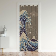 Japanese Ukiyoe Theme Door Curtain for Doorway Privacy 52"x80" Ocean Wave Hok...