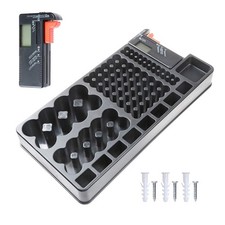 Battery Organizer Storage Case w Tester-110 Batteries Holder for AAA, AA, 9V,...