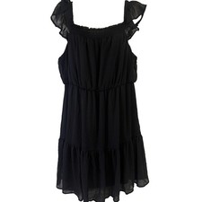 NWT Womens Y2K Tiered Flutter Sleeve Mini Dress XXL Elastic Waist Cottagecore