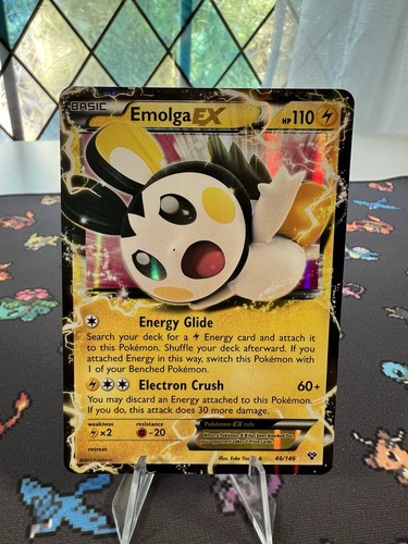 Emolga EX #46 Holo Ultra Rare XY Base Set Pokemon Card 2014 46/146 Free Ship
