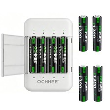 8 pcs 1.5V 1300mWh AAA Rechargeable Lithium Batteries  Fast Charging Box White