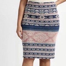 Lauren Ralph Lauren Sz XL 14-16 Linen Blend Pencil Skirt Stretch Southwest Lux