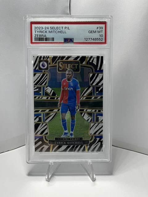 2023-24 Tyrick Mitchell /25 Select Premier League Terrace Zebra PSA 10