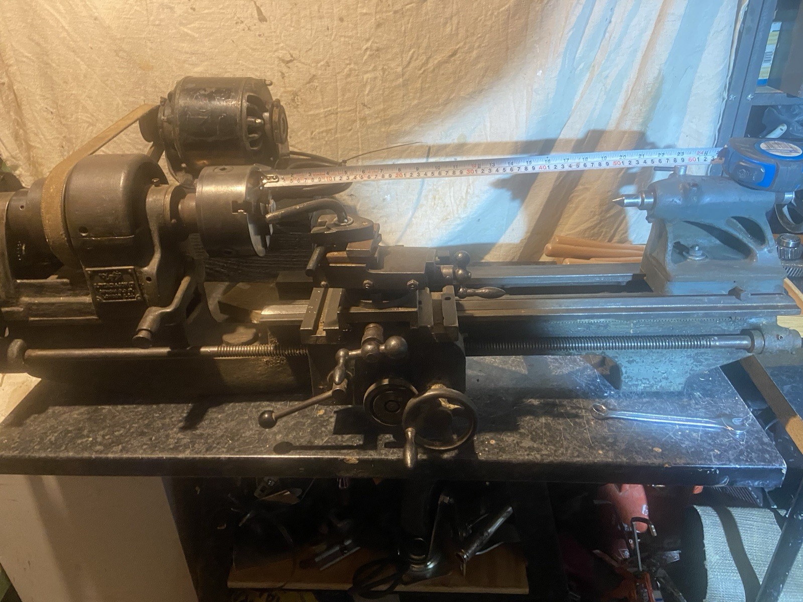 S. Tyzack & Son Ltd Manual Metal Lathe, Electric Motor, 3-Jaw Chuck ...