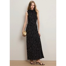 Veronica Beard Sylven Beaded Black Maxi Dress Gown Size 6