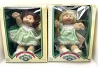 VINTAGE PAIR CABBAGE PATCH KIDS MATCHING DRESS DOLLS GIRL BLONDE BLUE EYES w BOX