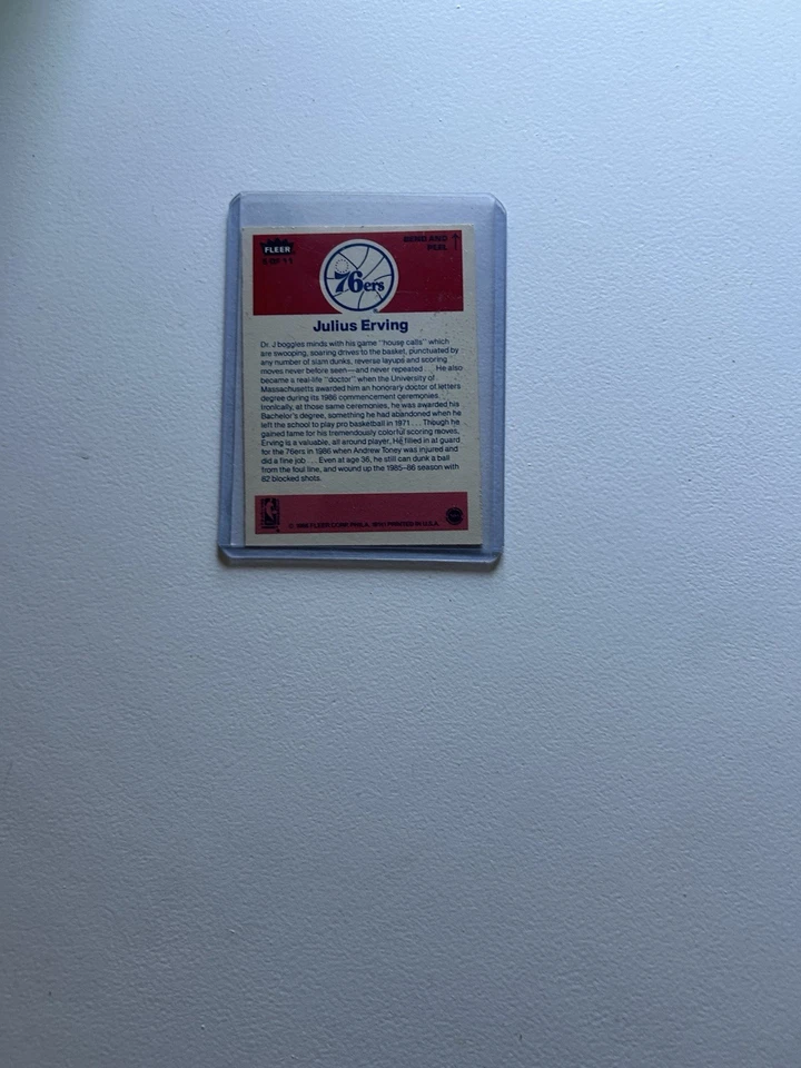 Fleer 1986-87 - Pegatinas Julius Erving #5/11 numeradas Foto 2 de 2