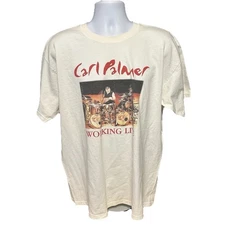 Carl Palmer Working Live Shirt Men XL White Short Sleeve English Drummer Rock