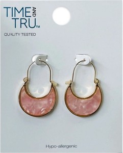 Authentic Time and Tru Gold Plated Crescent Hoop Hypoallergenic Acetate Earrings Click