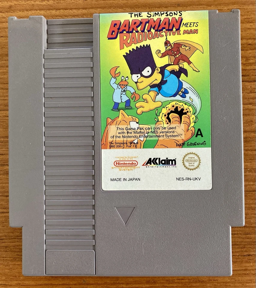 NES Simpsons BARTMAN MEETS RADIOACTIVE MAN Nintendo NES-RN-UKV Cart/Sleeve Pal A - Image 2 of 4