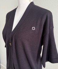 Lands' End Women's Navy Cardigan with Chase Bank Logo Size SX Pre-Loved