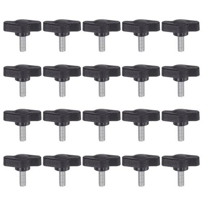 20pcs M5 x 12mm Male Thread Tee Wing Knobs Thumb Screw Clamping Knobs Grip Black