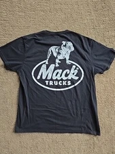 New Mack Trucks Oval Front & Back Logo Bulldog Mens Large Soft Comfy Black Tee 