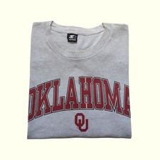 NCAA VTG 90s RETRO STARTER OU SOONERS FOOTBALL SPORTS GRAPHIC GRAY T SHIRT 2XL