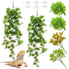 Reptile Habitat Plants with Suction Cup  Artificial Leaves for Bearded Dragons