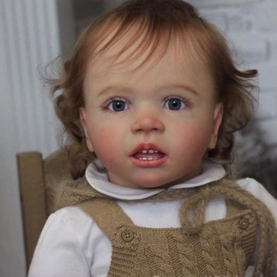 28inch Realistic Reborn Baby Doll Toddler Boy Rooted Curly Hair Cloth Body Gift