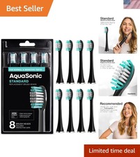 8 Pack Black Replacement Brush Heads with Curved Design for Optimal Cleaning