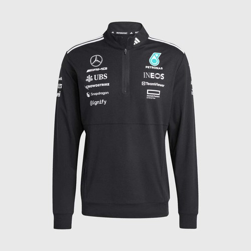Adidas Mercedes AMG F1 Team 1/4 Zip Sweatshirt 2025 Black - Picture 4 of 9