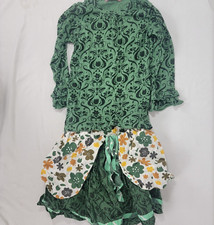 Jelly the Pug Girl Monaco Courtney Skirt Shirt Set Green Yellow 2 pc Outfit Sz 7
