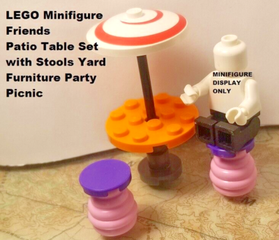 LEGO Minifigure Friends Patio Table Set with Stools Outdoor