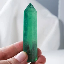 Green Natural Quartz Crystal Stone Point Reiki Healing Obelisk Hexagonal Wand