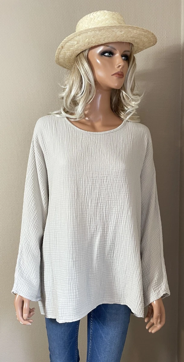 HAUT TOP BLOUSE fluide tunique mousseline voile femme Adolfo