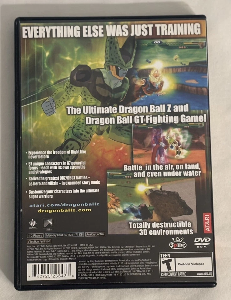 Dragon Ball Z: Budokai Tenkaichi (Sony PlayStation 2, 2005) - CIB - Disc Resurf. - Image 2 of 4