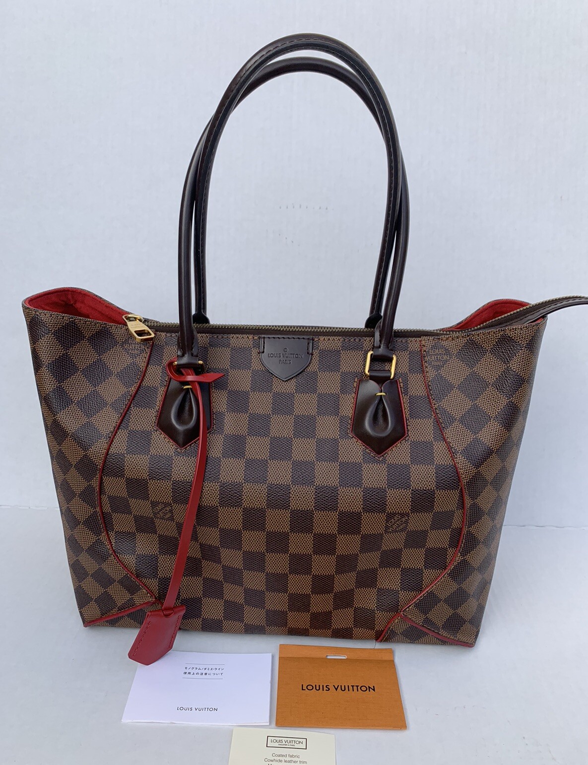 Louis Vuitton Damier Kaisa MM Tote in Cerise Red - Stylish Handbag
