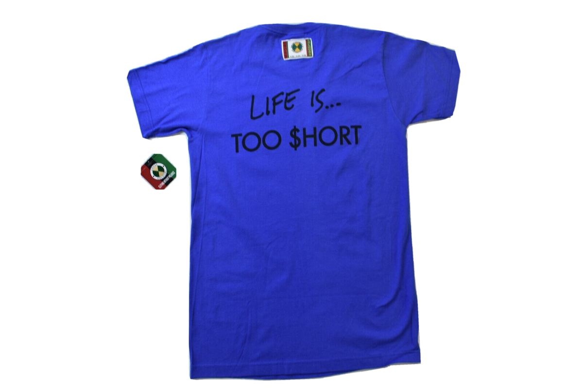 Cross Colours Mens Too Short Life Is Too $hort Blue Shirt NWT