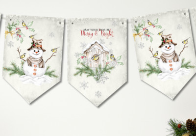 ''May Your Days be Merry & Bright'' Weihnachten Schneemann Wimpel/Banner & Band 