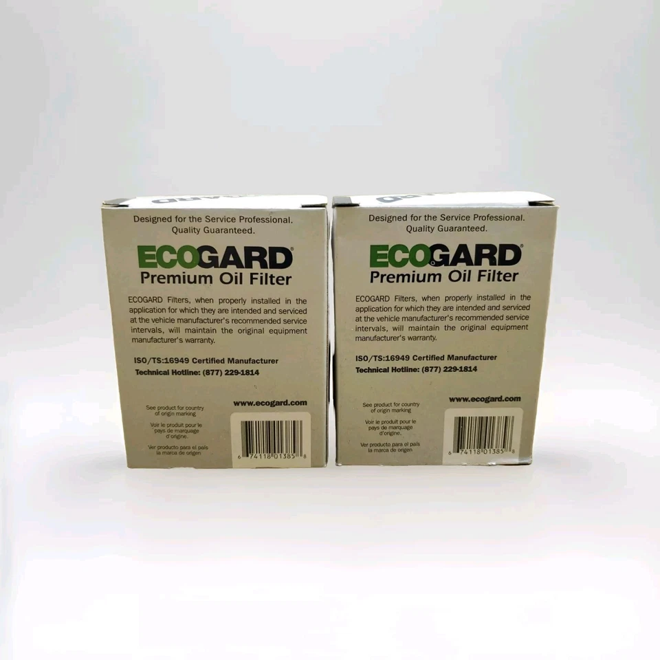 Paquete de 2 filtros de aceite Ecogard para Honda 15400-PLM-A02PE rotativos 13237 Foto 2 de 4