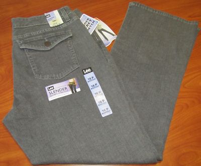 NEW LEE WOMENS SLENDER SECRET MIDRISE BOOTCUT STRETCH CHARCOAL JEANS 16 PETITE