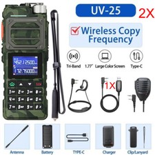 2X UV25 WALKIE-TALKIE 136-174 220-260 400-520MHZ TRI-BAND TWO WAY RADIO DTMF KIT