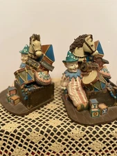VTG Bookends Clown Horse Toy Box Nursery Child's Baby Room Decorative Kids Decor