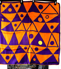   RARE 1960  s POP-ART Vintage Square  GEOMETRIC Silk Scarf RUDI GERNREICH  