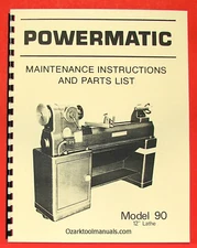 POWERMATIC M 90 12" Wood Lathe Owner Operating & Parts Manual 0547