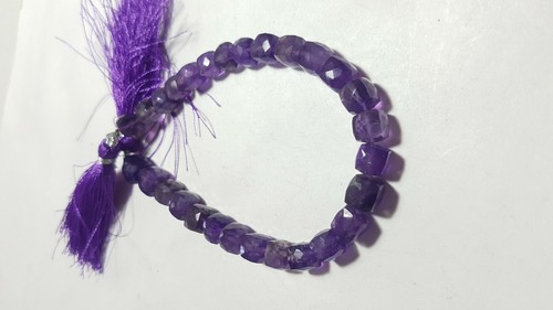Bracciale In Ametista Sfaccettata 3mm Con Perla Biwa Bianca, Chiusura A Moschettone, 7,5 Pollici
