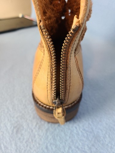 Stivaletti Carly all'uncinetto in pelle Latigo marrone cammello taglia 6,5 M cowgirl country western - Foto 14 di 14