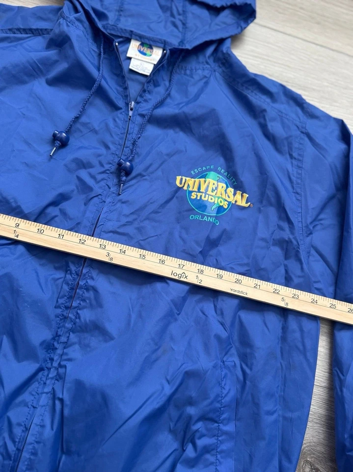 Vintage 90s Opening Day Universal Studios Rain Windbreaker Hoodie Jacket - sz L - Image 3 of 4