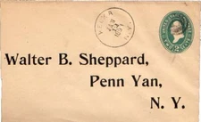 New York Keuka 1893 target  1882-1951  Postal Stationery Envelope.