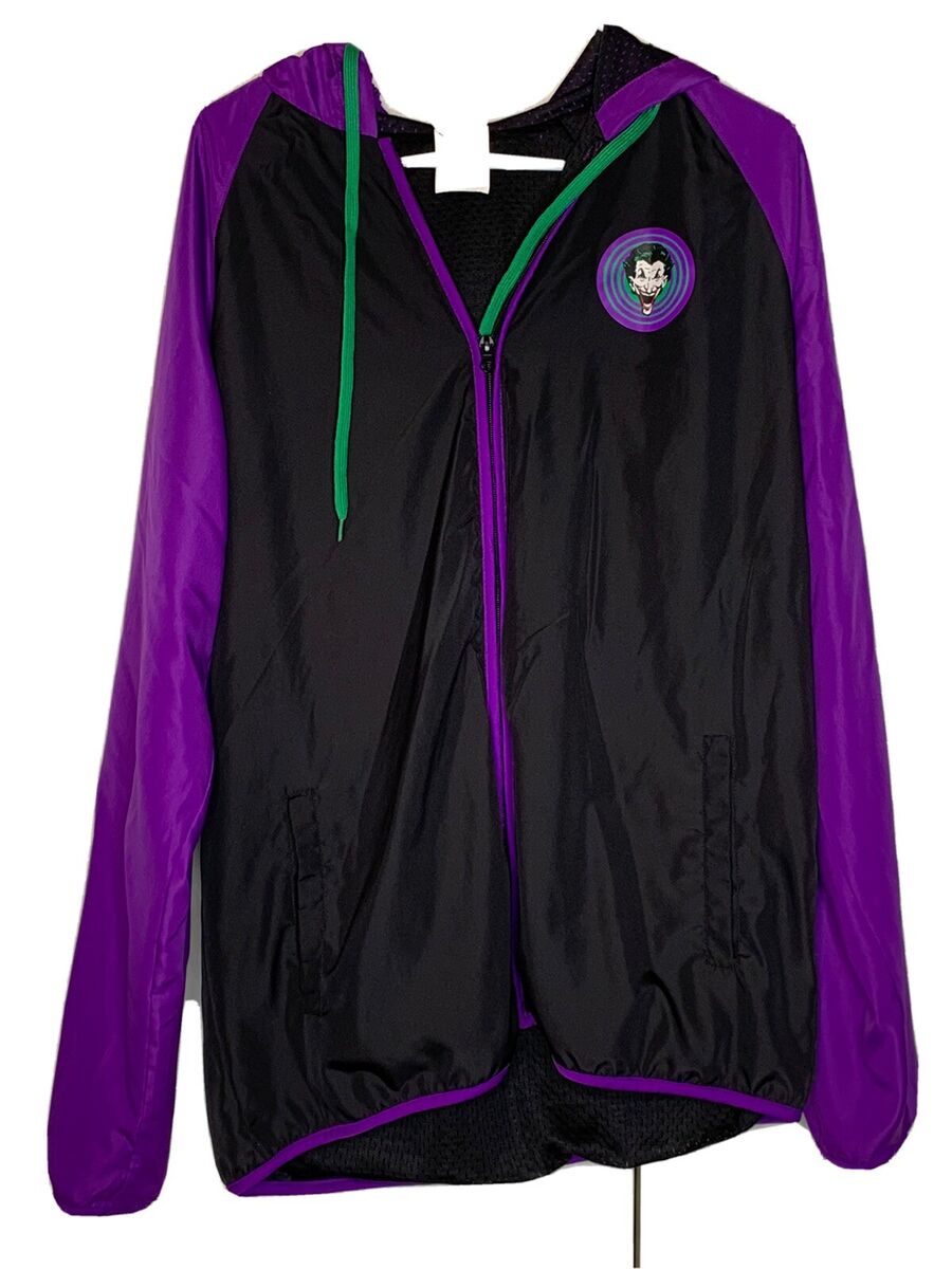 The Joker Zip-Up Windbreaker Jacket, DC Comics, Size Adult S The Joker Zip-Up Windbreaker Jacket, DC Comics, Size Adult S