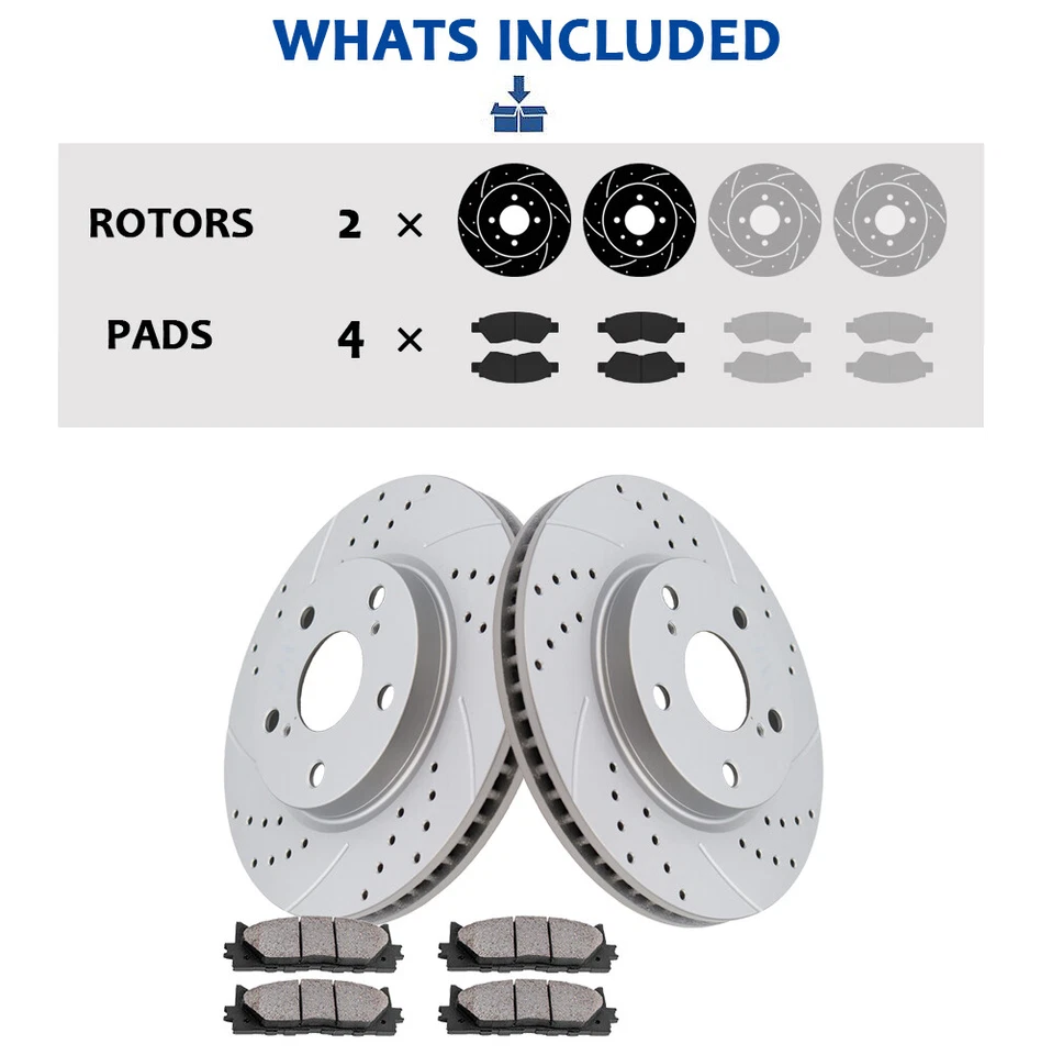 Kit de pastillas de rotores de freno delanteros de 275 mm para frenos ranurados perforados Scion xB 2008-2015 Foto 4 de 4
