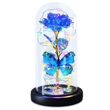 Beauty and The Beast Rose Gifts for Women Forever Light Rose in Glass Dome Va...