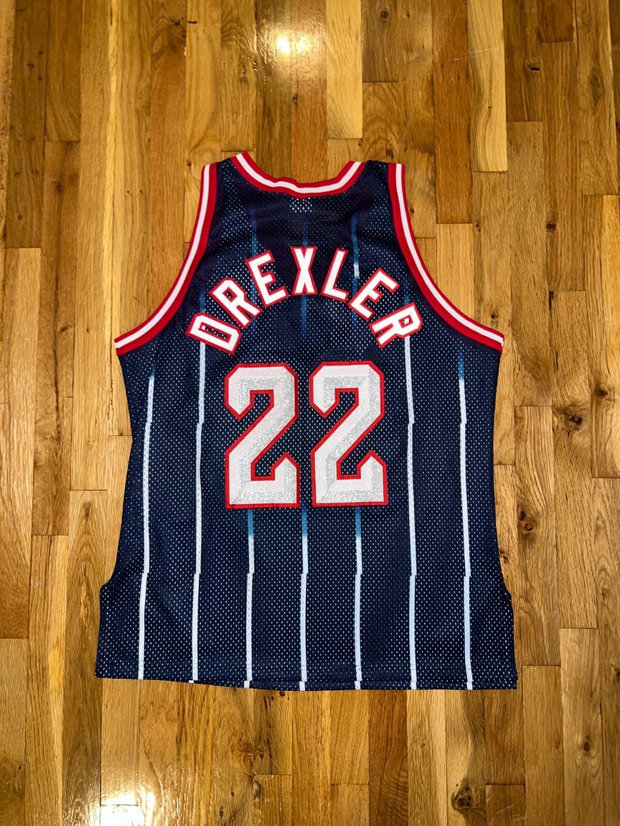 CLYDE DREXLER Champion HOUSTON ROCKETS Authentic Jersey 48