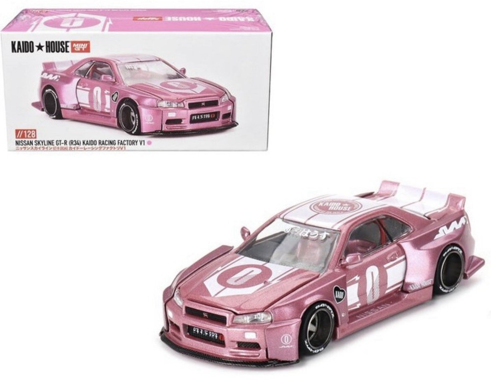 KAIDO HOUSE MINI GT NISSAN SKYLINE GT-R R34 KAIDO RACING FACTORY V1 PINK