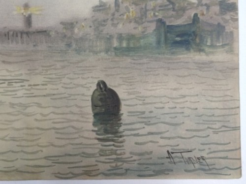 Antique English Signed Seascape Painting, Arthur W. Turner, On the Wear 12 x 18" - Picture 3 of 9