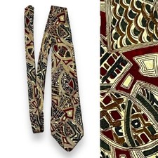 Vintage Burberrys Silk Neck Tie Yellow Geometric Print Hand Sewn in USA Preppy