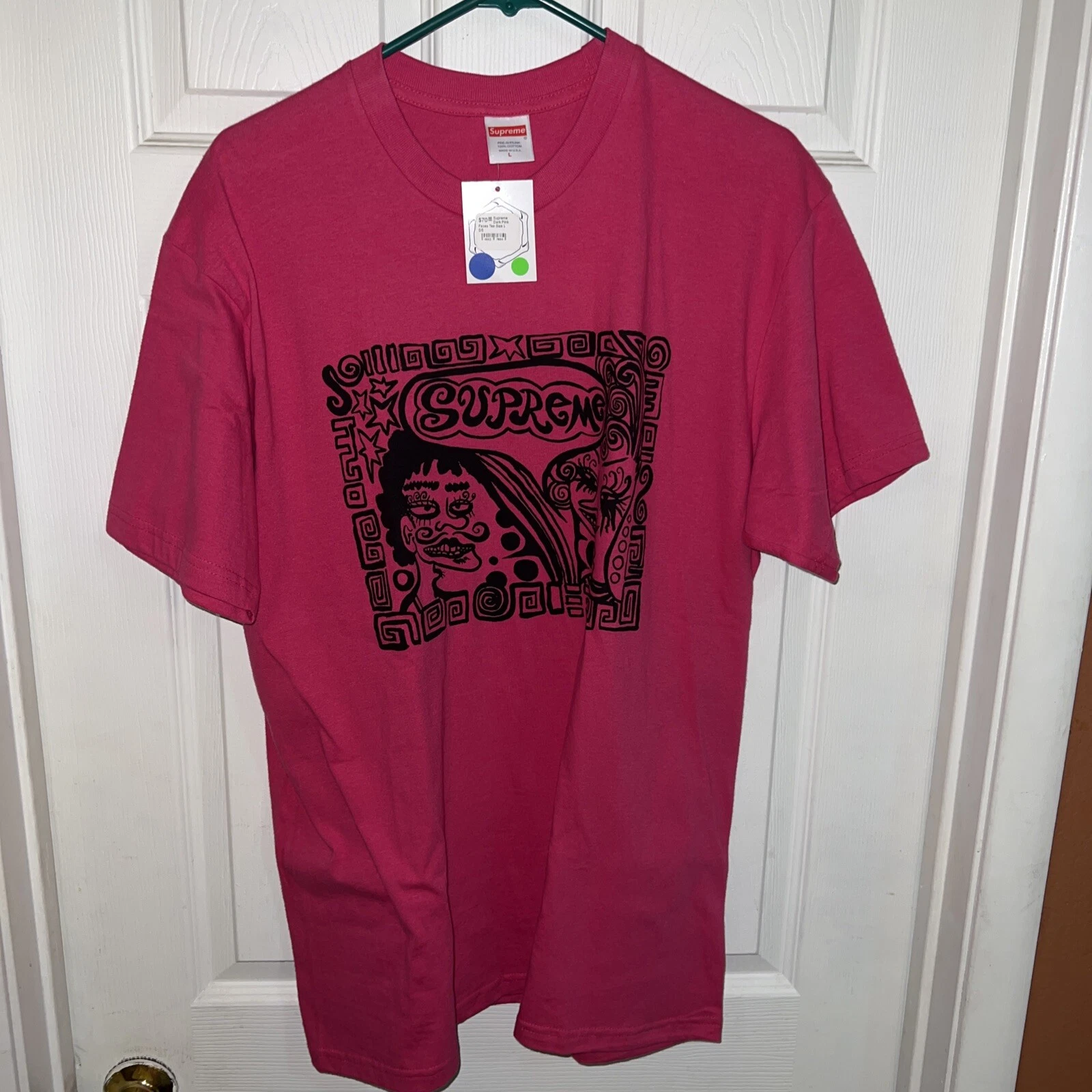 Tee shirt SUPREME Faces rose foncé grand F/W 18 NEUF taille L homme neuf Deadstock DS