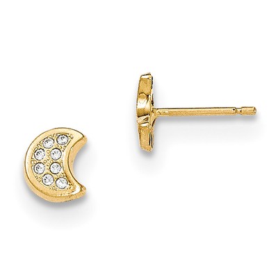 14k Gelbgold poliert CZ Mondpfosten Ohrringe YE1745